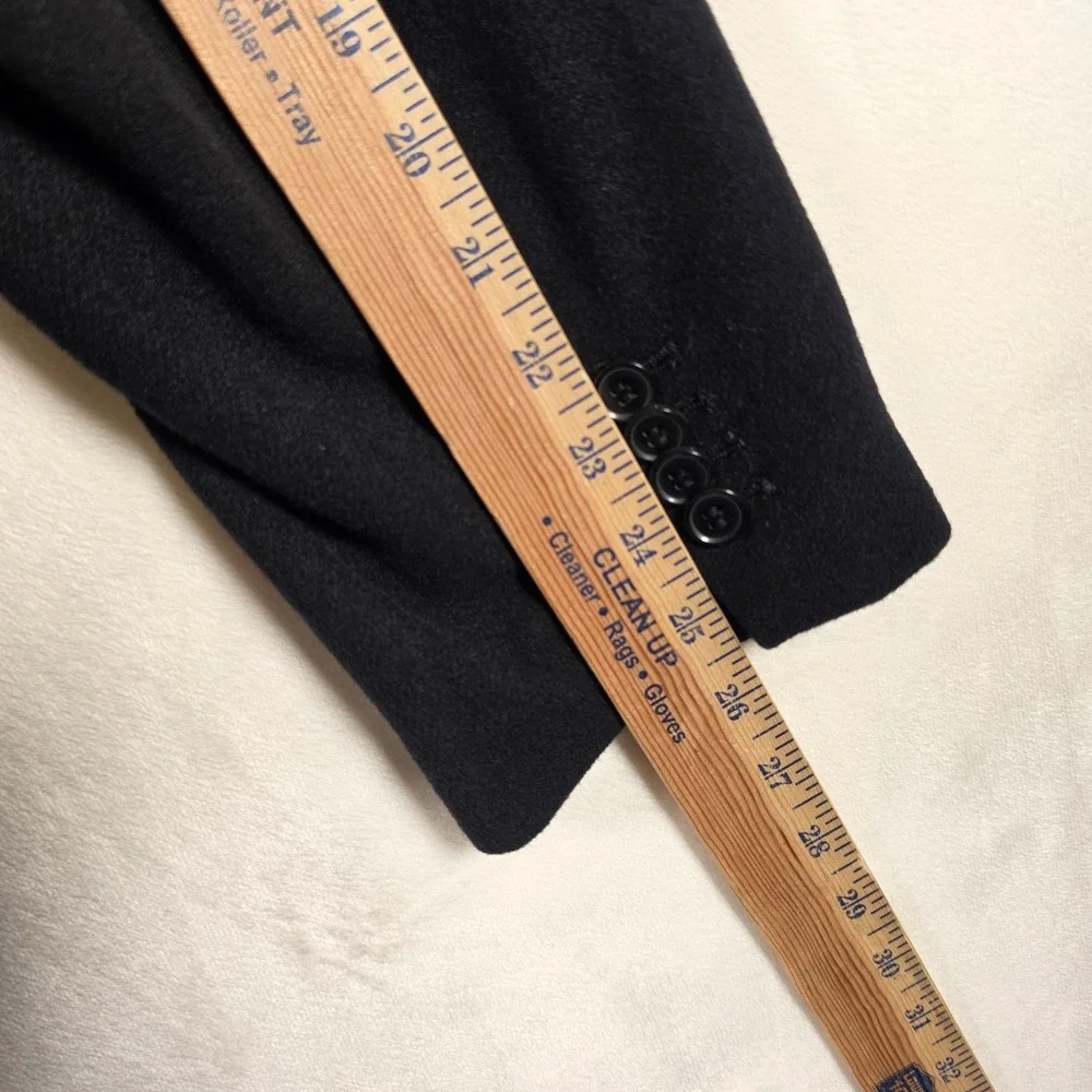 H&M Wool Blend Overcoat Mens XL Black Long Peacoat Trench Old Money Minimalist